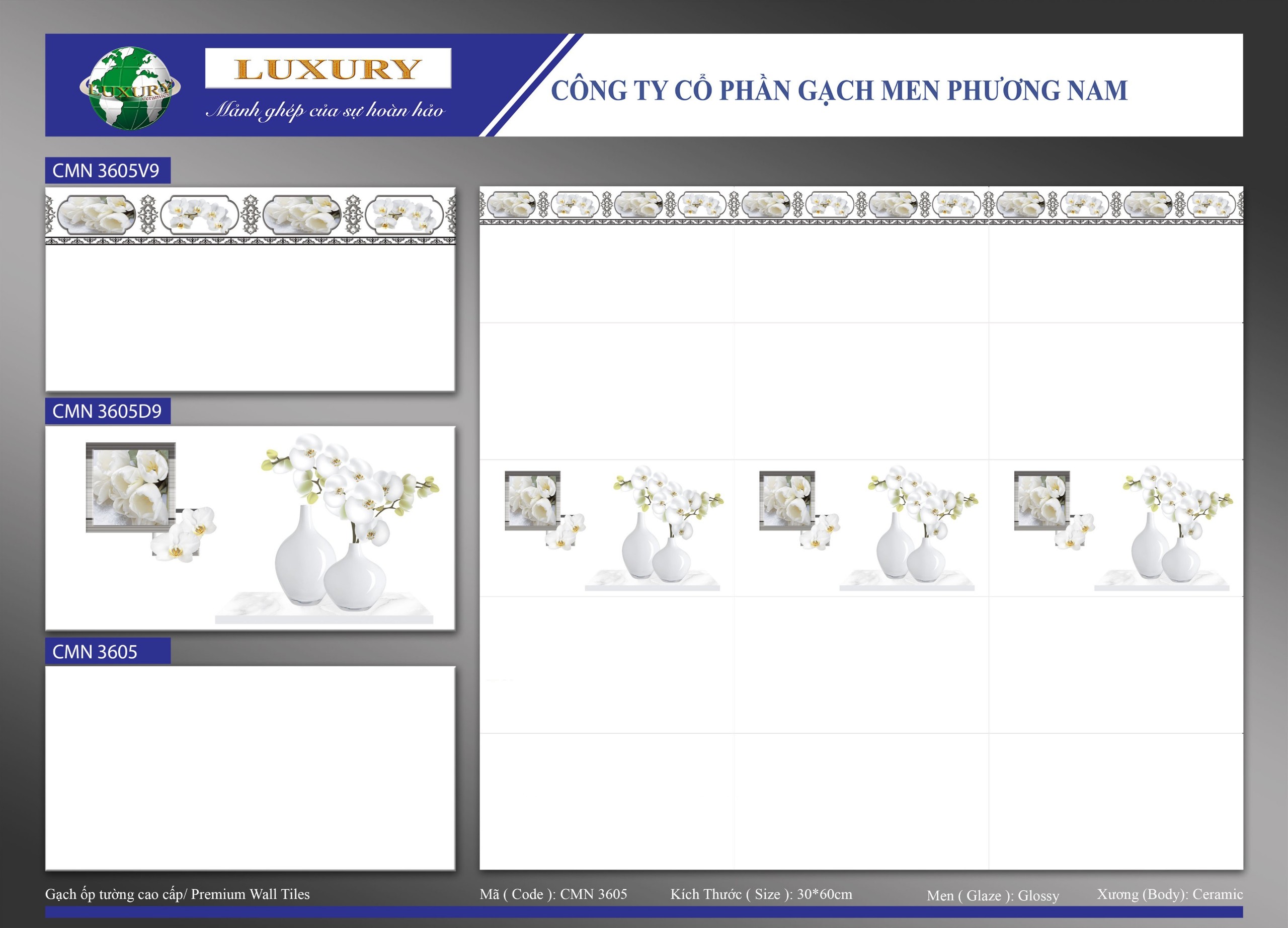 Gạch ốp Phương Nam 3605V9