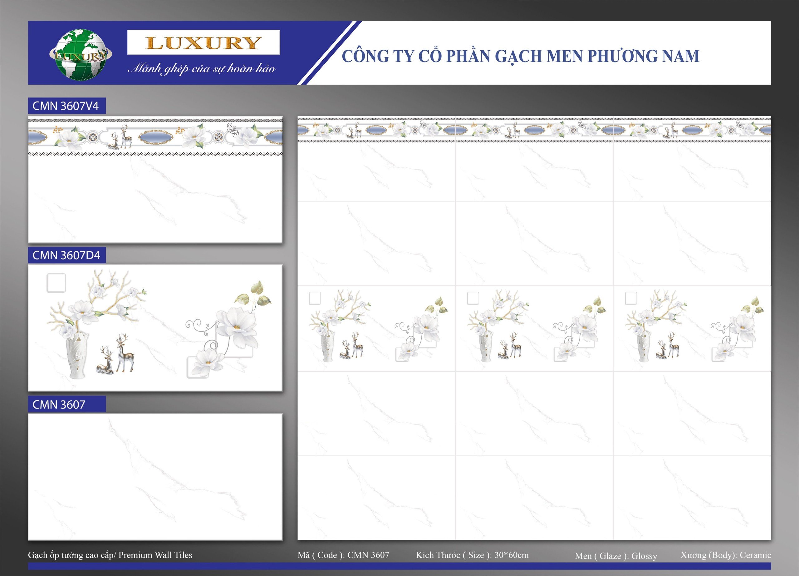 Gạch ốp Phương Nam 3607V4