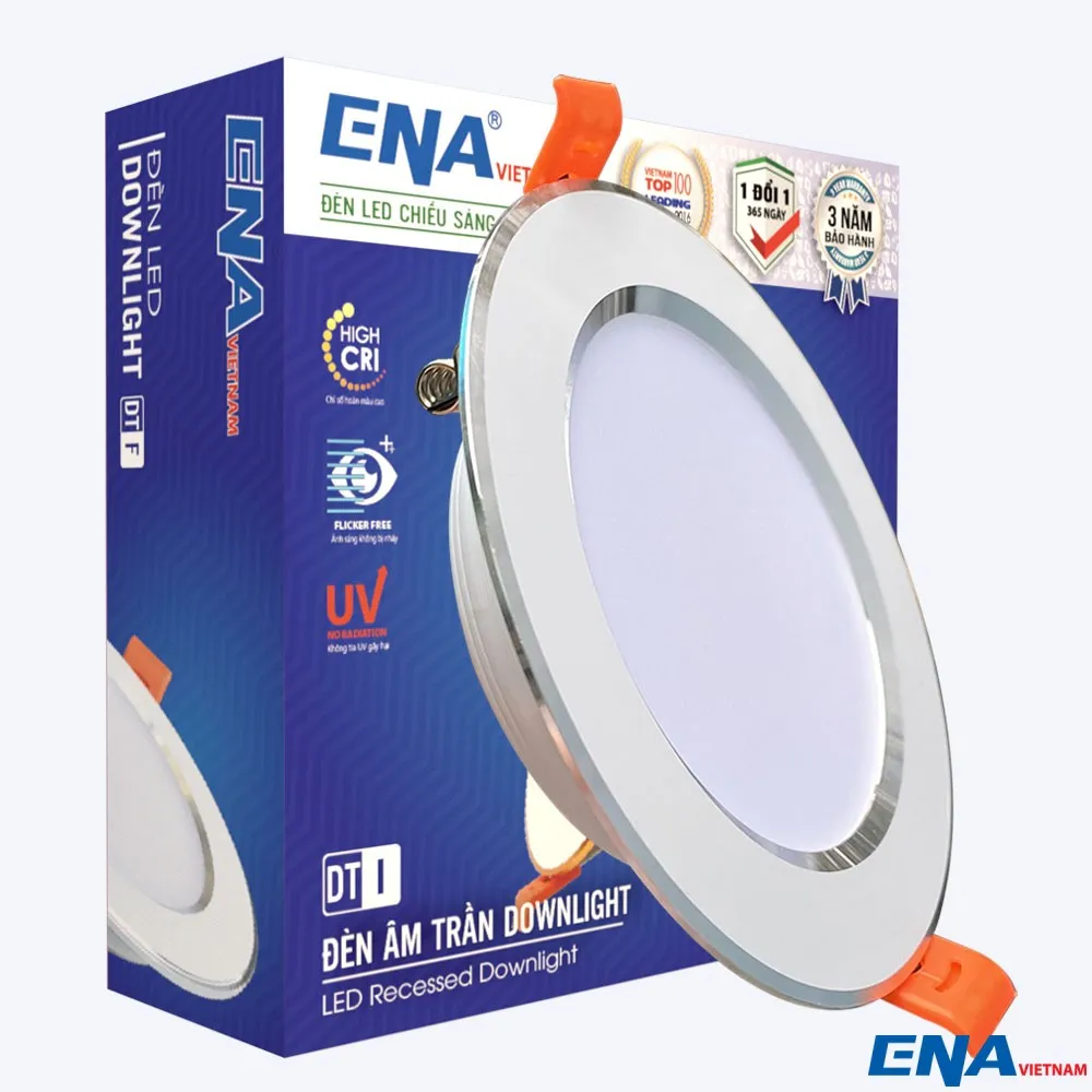 Đèn LED âm trần Downlight 7W 3 chế độ viền bạc